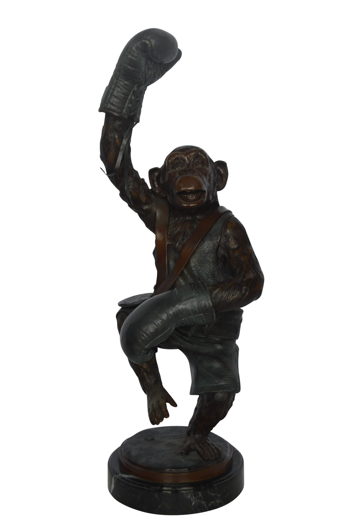 Nifao Boxing Monkey Bronze Statue - Humorous Bronze Monkey Sculpture - Size: 10"L x 12"W x 33"H.