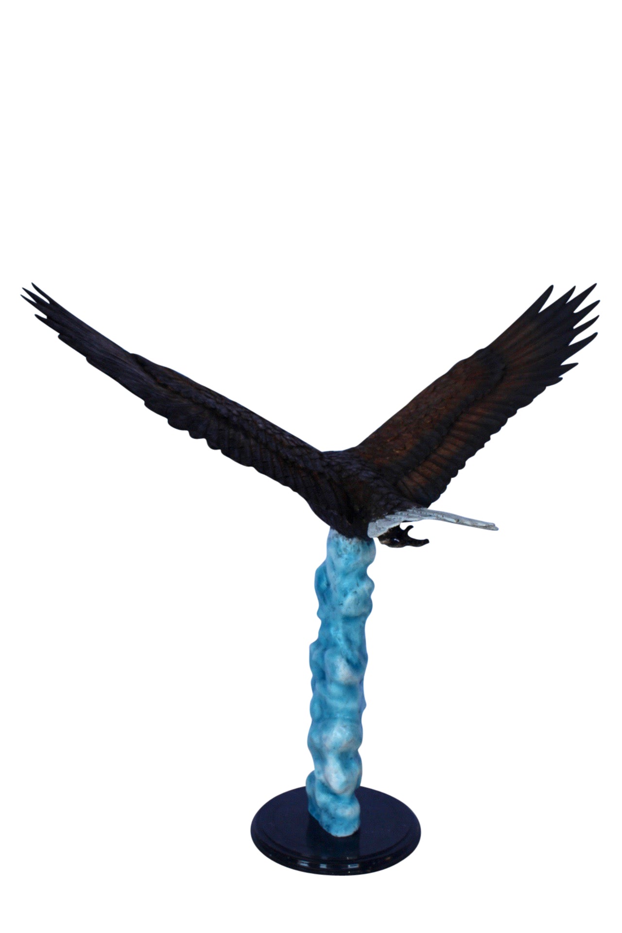 Colored soaring eagle bronze statue - Size: 32"L x 18"W x 29"H.