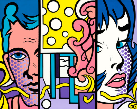 Couple, Acrylic Painting, Stretched Canvas, Wall Art by Jozza 40" x 36" x 1"