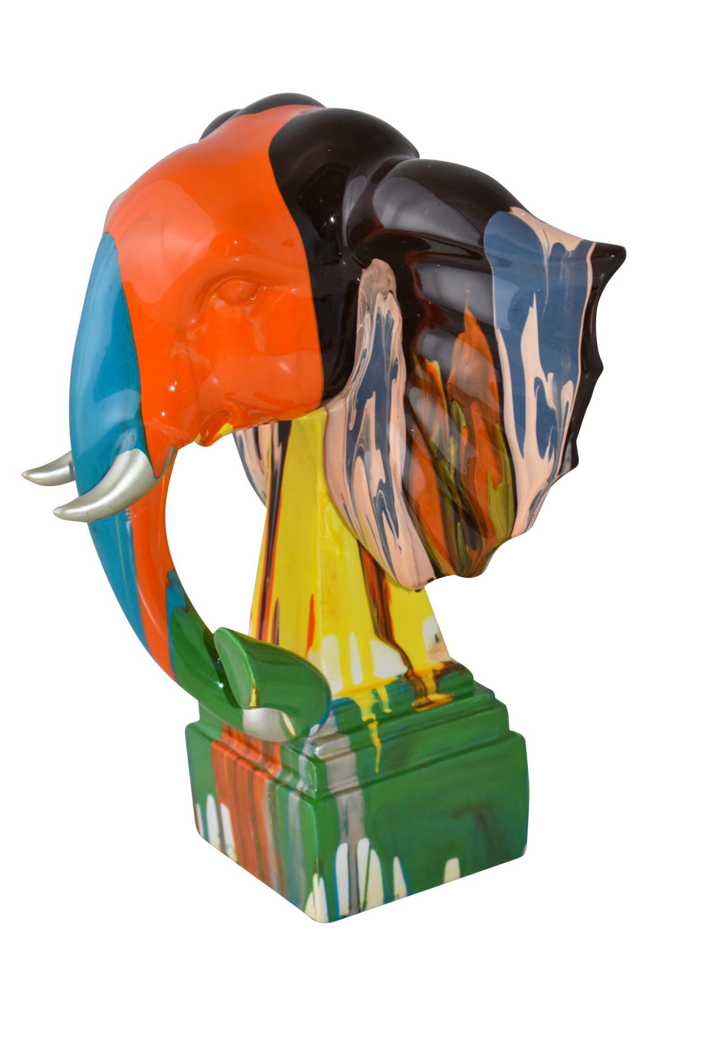 Elephant Ears Modern Looking Multicolored Resin Statue Size: 11" x 7" x 11"H