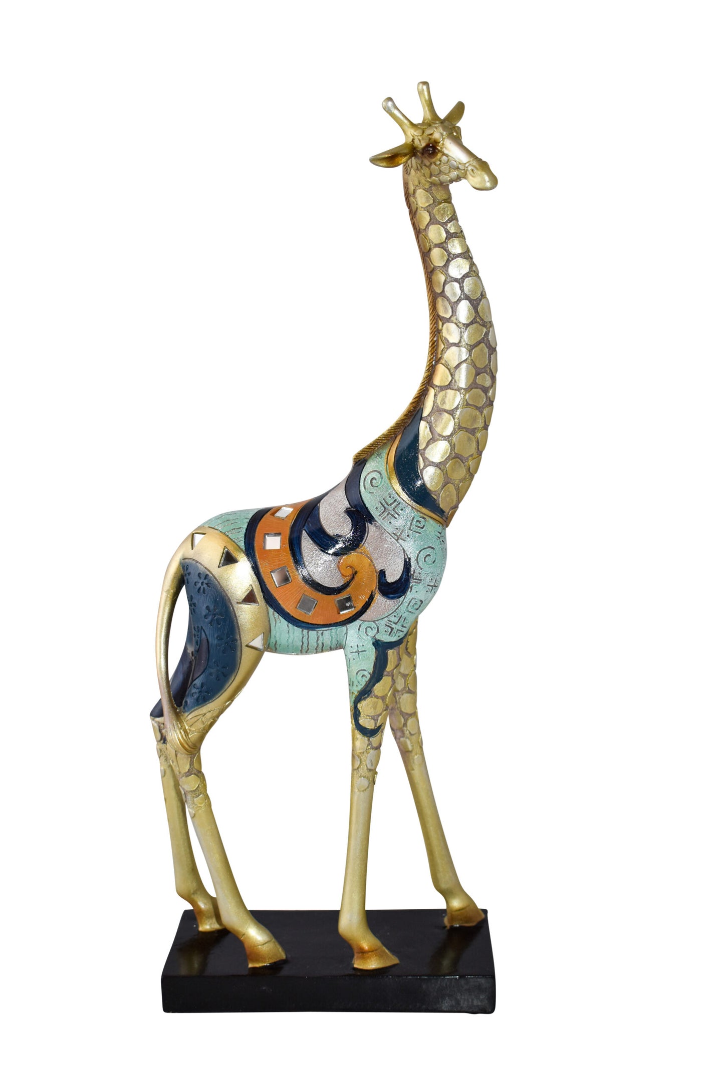 Giraffe Looking Around Colorful Resin Tabletop Statue Size: 3" x 8" x 20"H