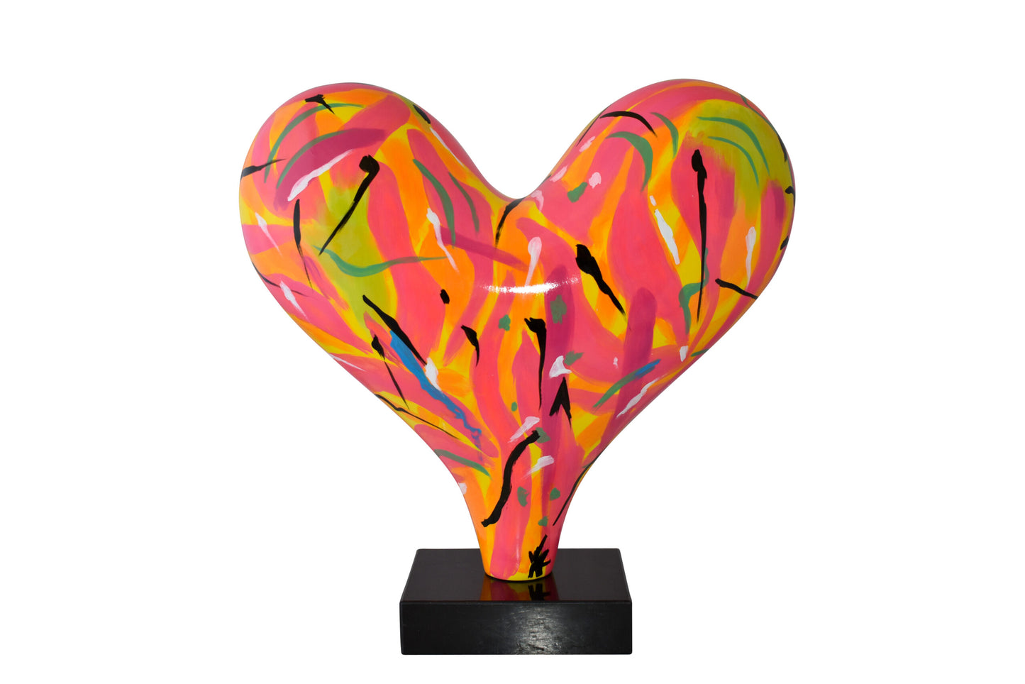 Eclectic Multicolor Heart 3D Statue on Black Base Size: 24" x 12" x 25"H