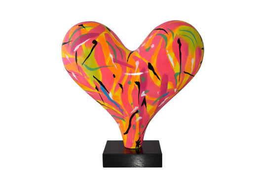 Eclectic Multicolor Heart 3D Statue on Black Base Size: 24" x 12" x 25"H