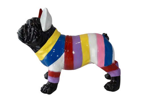 French Bulldog Multicolored Large Resin Statue Size: 24" x 11" x 18"H