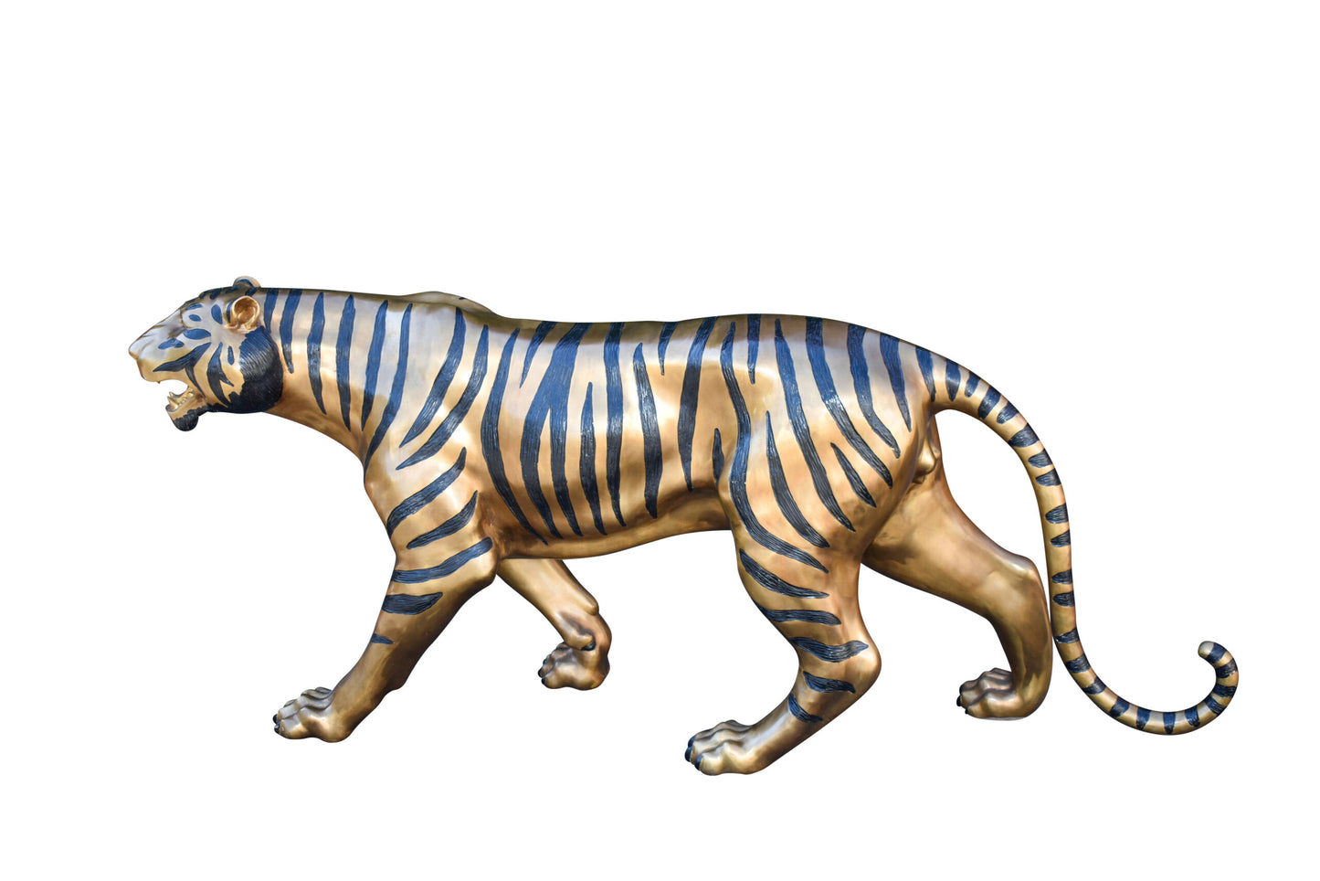 Tiger Bronze Statue with Black and Black and Gold Finish Size: 80" x 15" x 34"H