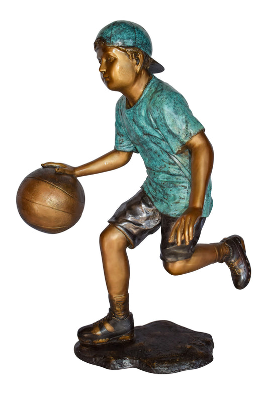 Young Boy Bouncing Basketball Bronze Statue Size: 27" x 20" x 36"H