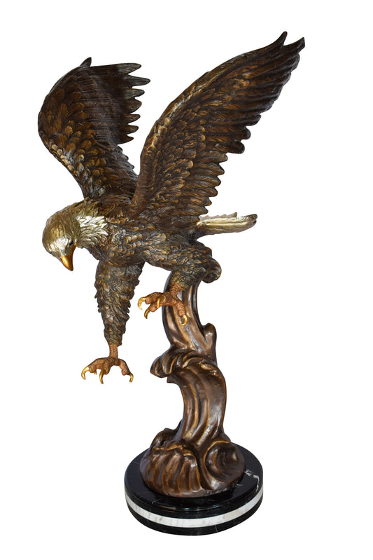 Eagle In Action Searching the Ocean for Prey Bronze Statue  21" x 18" x 35"H