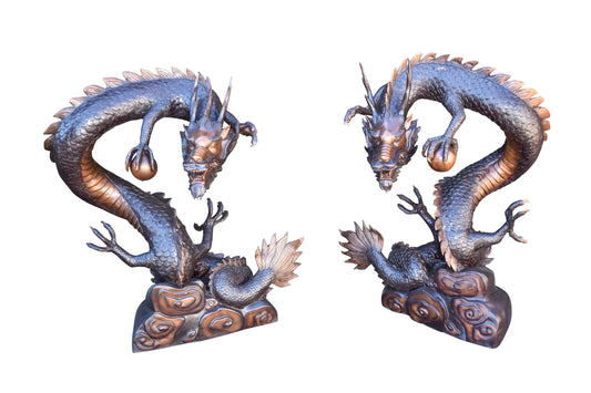 A Giant Pair of Dragons Bronze Statue Fountain Size: 35" x 22" x 37"H