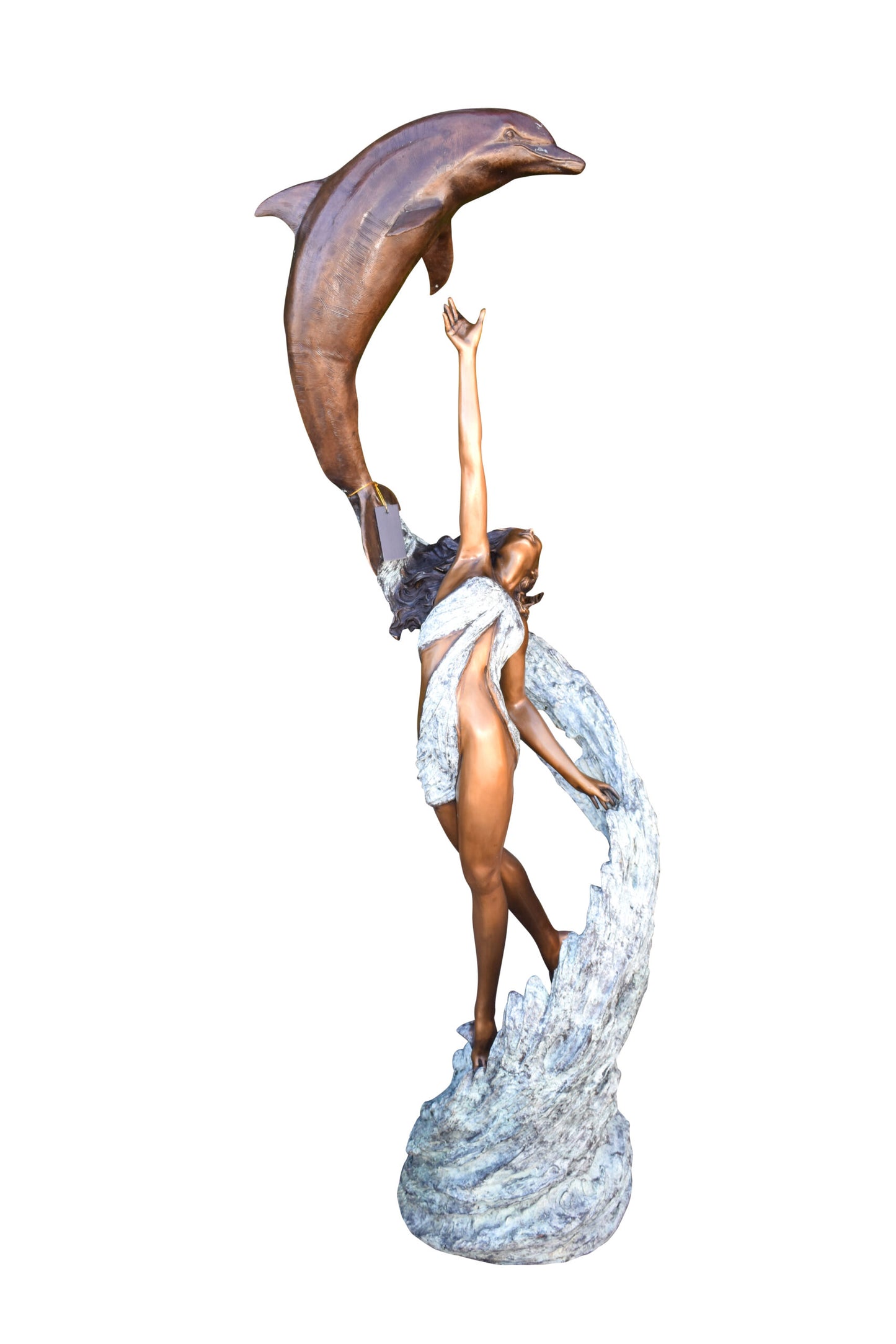 Dolphin Trainer In Action Bronze Statue Fountain Life Size 19" x 26" x 74"H