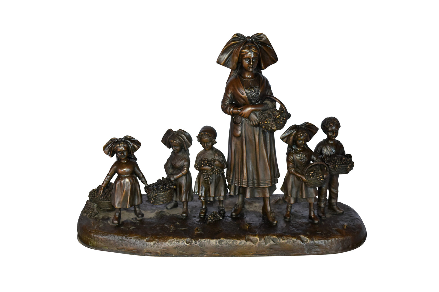 Pre School-Gathering in Vineyard Grapes Bronze Statue Size: 19" x 8" x 14"H