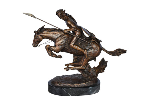 Cheyenne Remington Replica Bronze Statue on a  Marble Size: 12" x 4" x 12"H