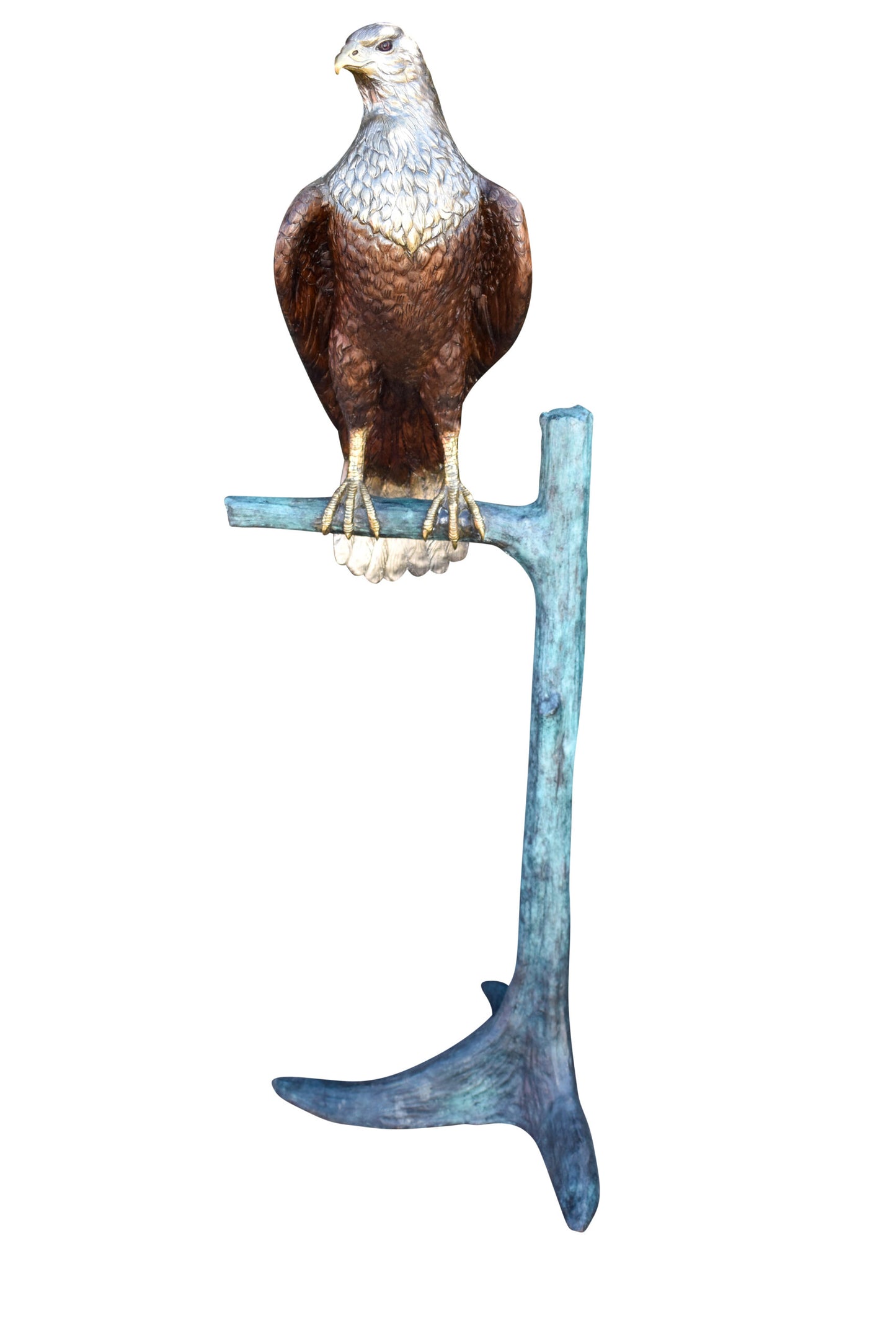 Very Detailed Eagle Standing on A Tree Branch Bronze Statue 24" x 28" x 66"H
