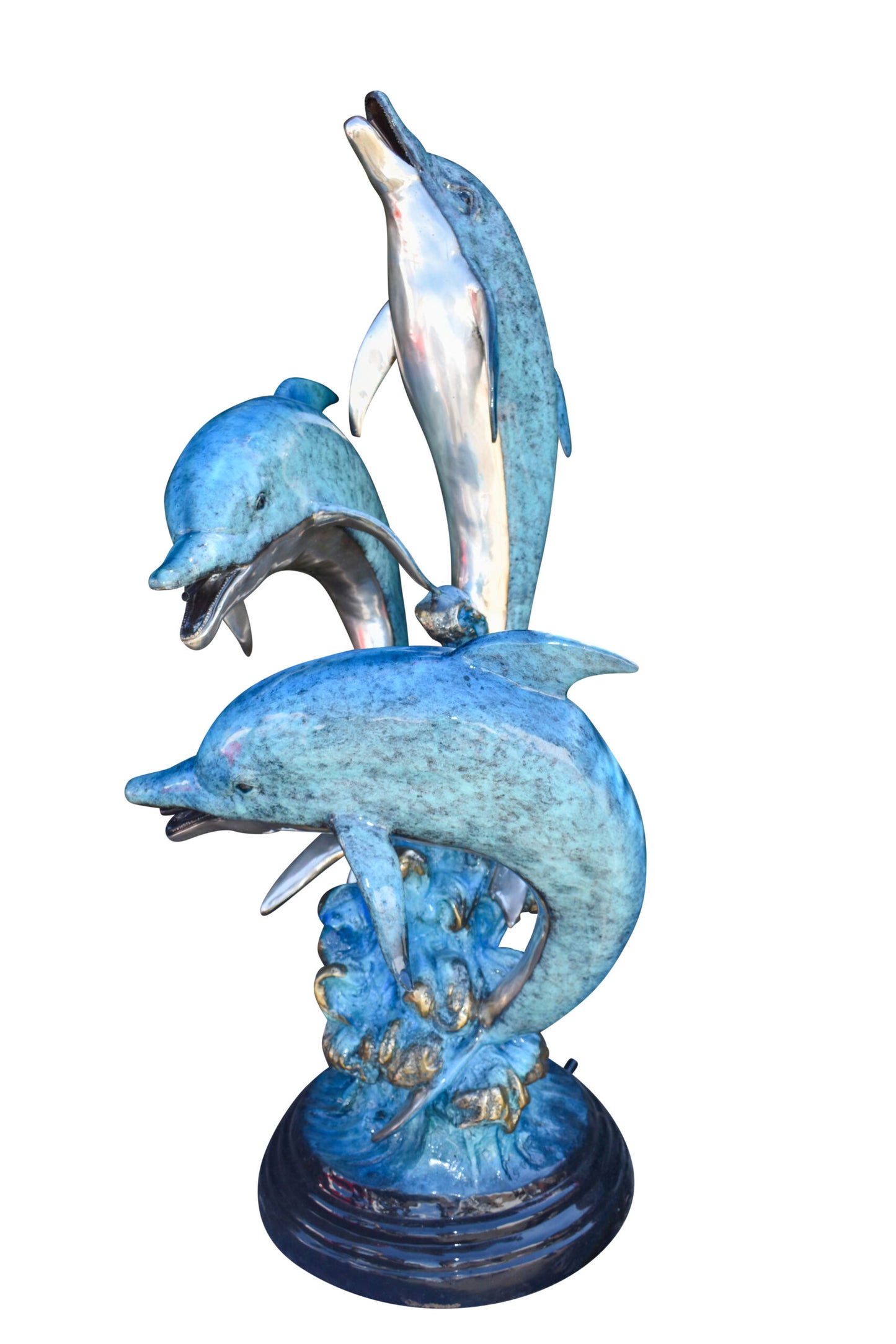 Pod Of Three Playful Dolphins on Waves Bronze Statue Fountain 40" x 30" x 74"H