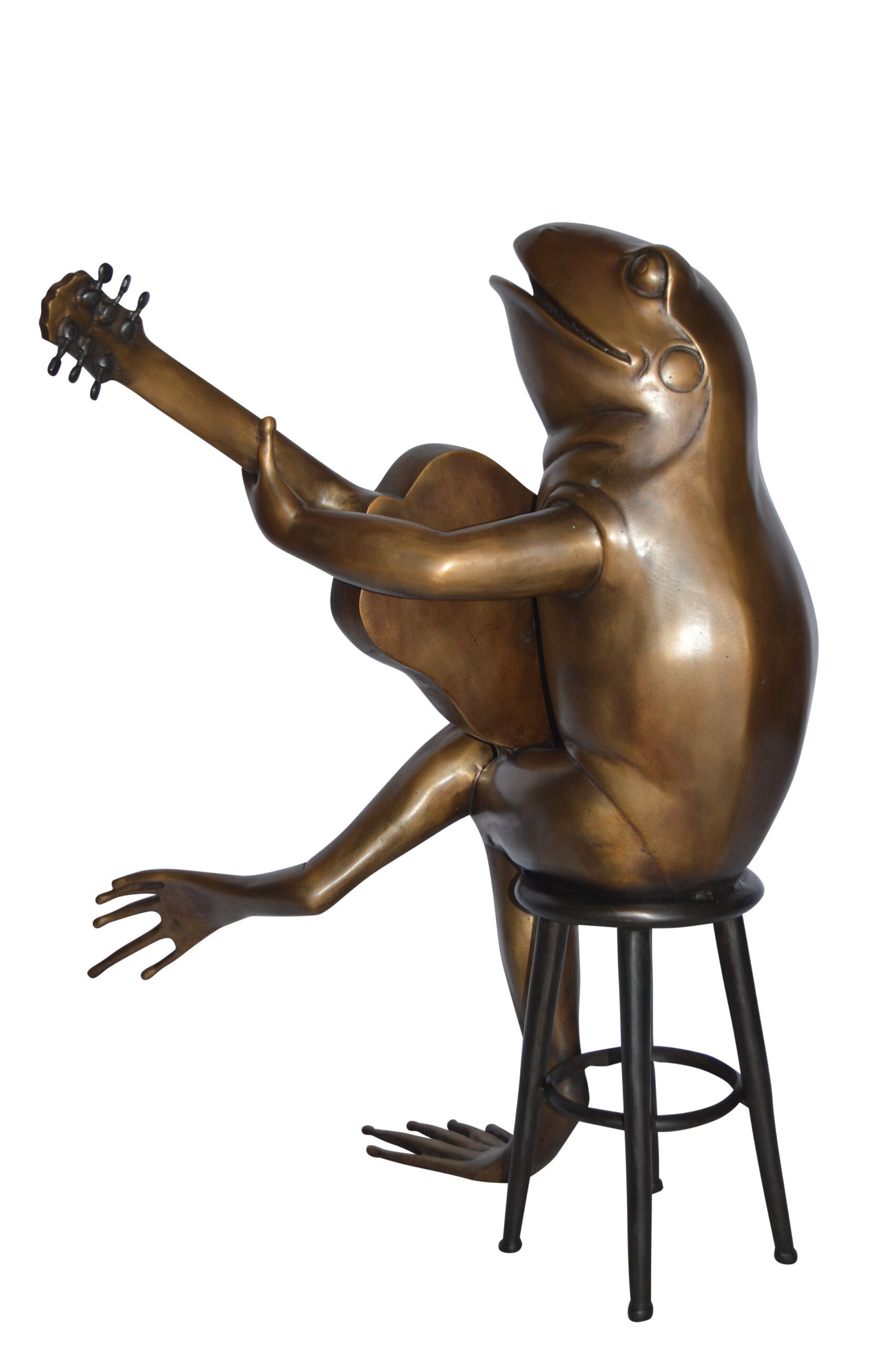 Frog Playing on a guitar Bronze Statue - Size: 23"L x 21"W x 29"H.