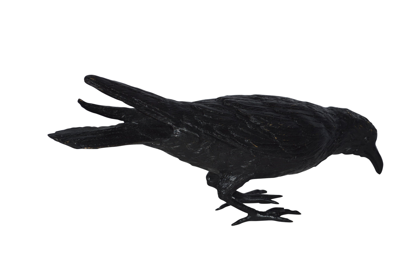 Raven with his head down Bronze Statue - Size: 22"L x 6"W x 11"H.