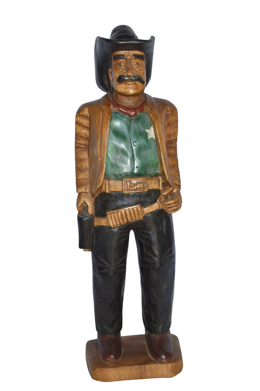 Sheriff Made of Wood Statue - Size: 6"L x 9"W x 30"H.