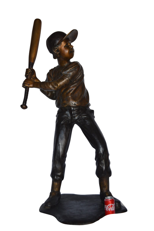Baseball batter in Action Bronze Statue - Size: 28"L x 24"W x 57"H.