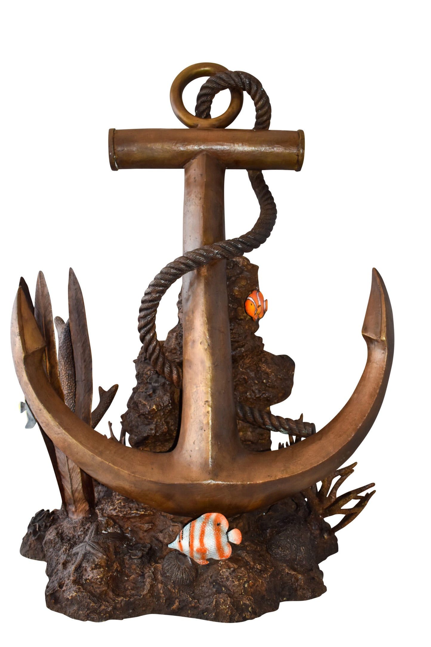 Anchor On Ocean Floor Among Fish Bronze Statue  Size: 32" x 27" x 41"H