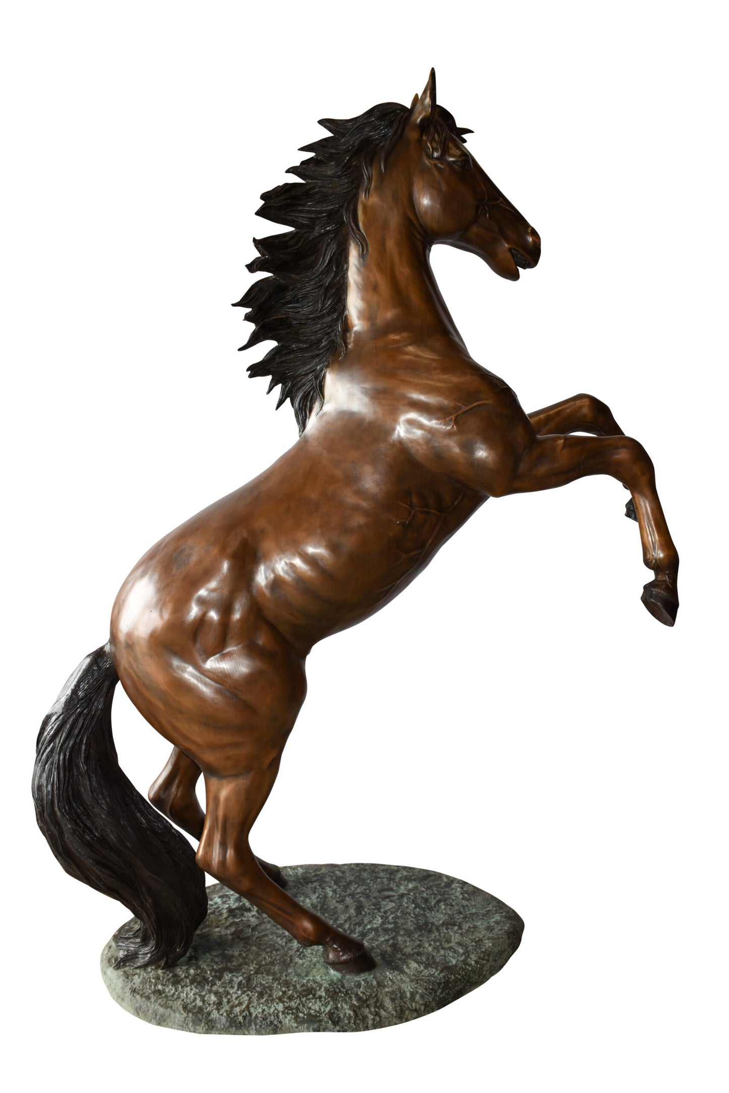 Nifao Life Size Rearing Horse Bronze Statue - Graceful Home Decor Sculpture, 72"L x 34"W x 88"H