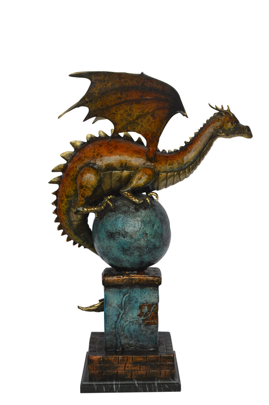 Dragon bronze statue - Size: 22"L x 21"W x 31"H.