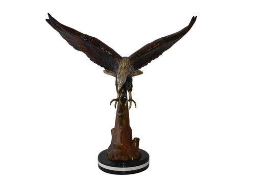 Eagle Flying and Looking Down for Prey Bronze Statue Size: 29" x 17" x 28"H