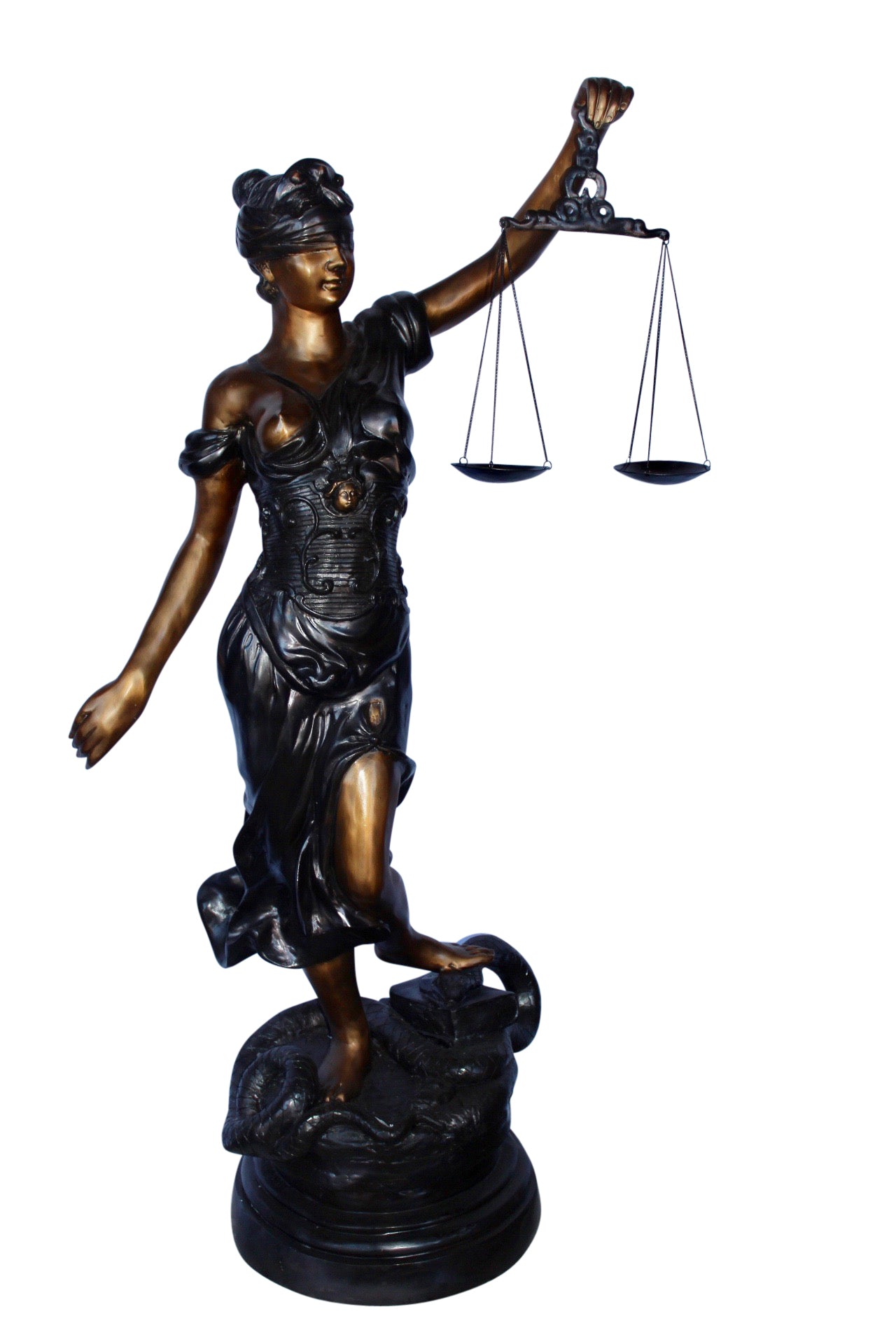 Lady Justice carrying scale bronze statue - Size: "L x "W x "H.