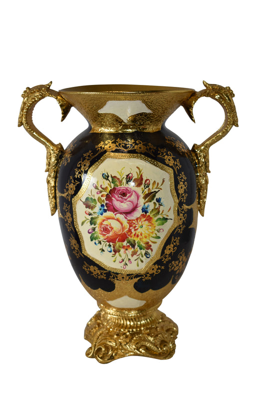 Floral Amphora Designed Decoration Resin Vase Size: 14" x 10" x 18"H