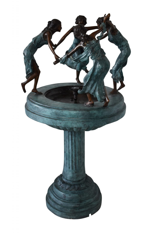 Four Ladies Dancing on A Tray Bronze Fountain Size: 27" x 27" x 52"H