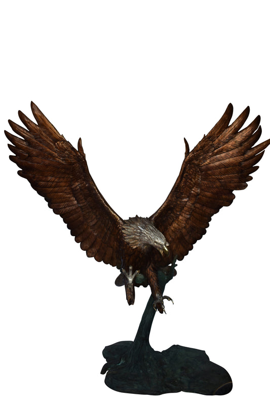 Giant Eagle Catching His Prey in Action Bronze Statue Size: 84" x 40" x 84"H