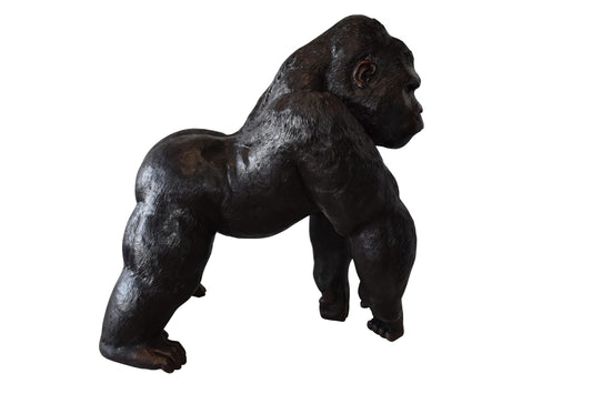 Giant King Kong Gorilla Looking Around Bronze Statue Size: 58" x 38" x 60"H