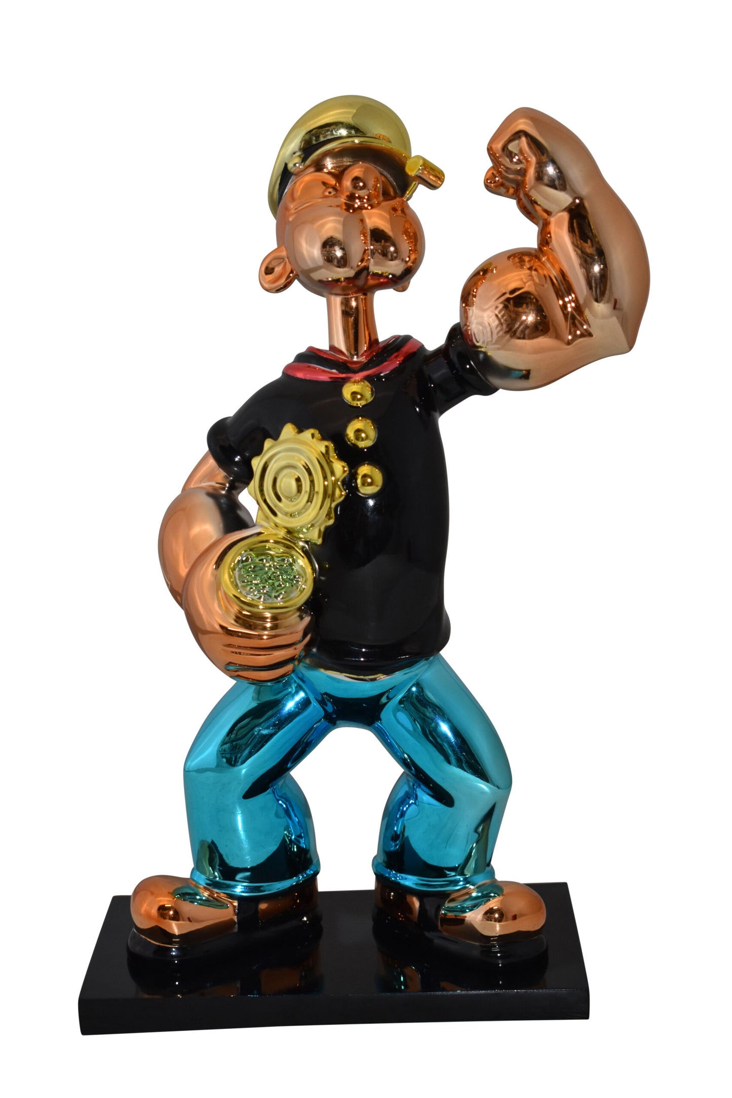 Iconic Black Popeye smaller Resin Statue Size: 11" x 6" x 17"H