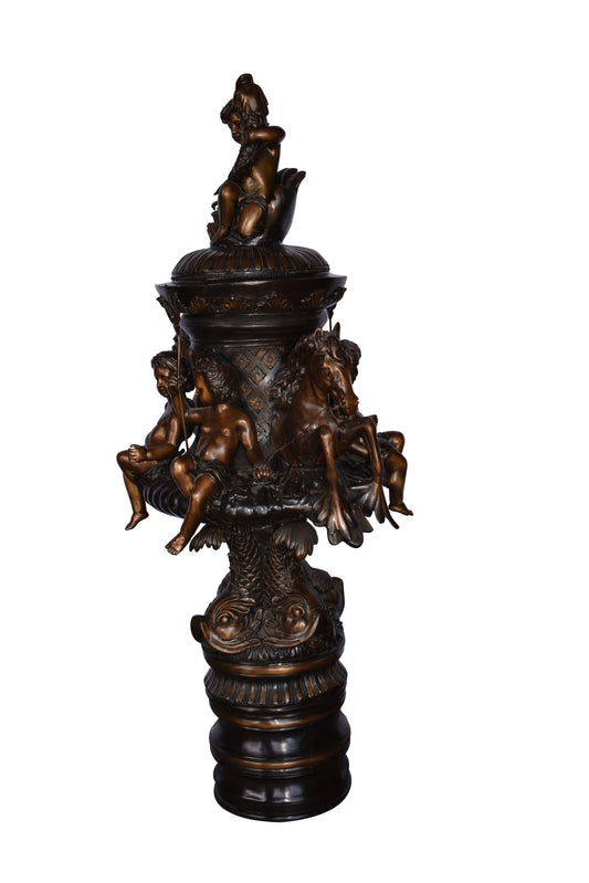 Impressive Large Cupid Fountain Made of Bronze Statue Size: 32" x 28" x 61"H