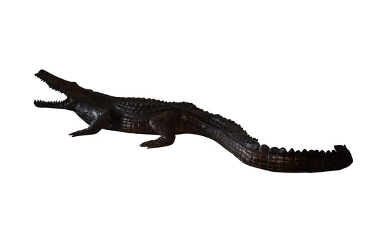 Large Crocodile Looking for His Prey Bronze Fountain Size: 78" x 24" x 14"H