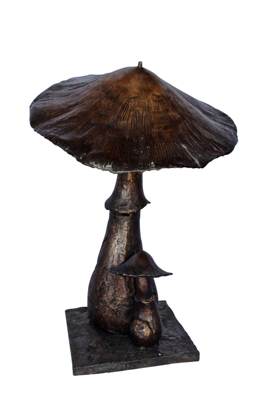 Leaning mushroom bronze statue fountain -  Size: 18"L x 17"W x 24"H.