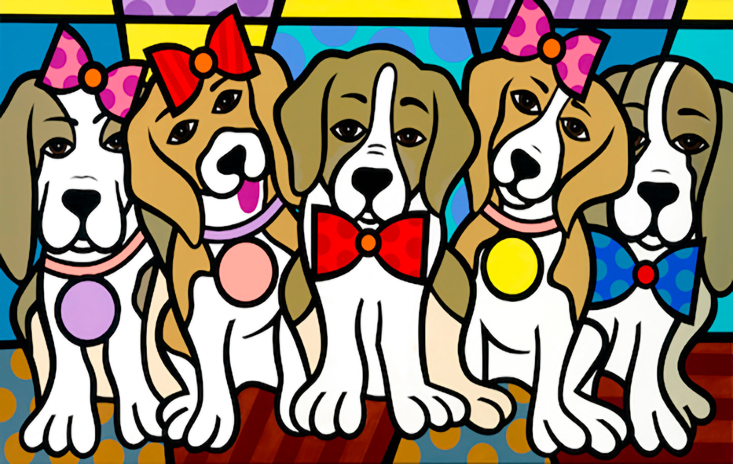 Love My Beagles, Acrylic Painting, Stretched Canvas, Art by Jozza 44" x 32"