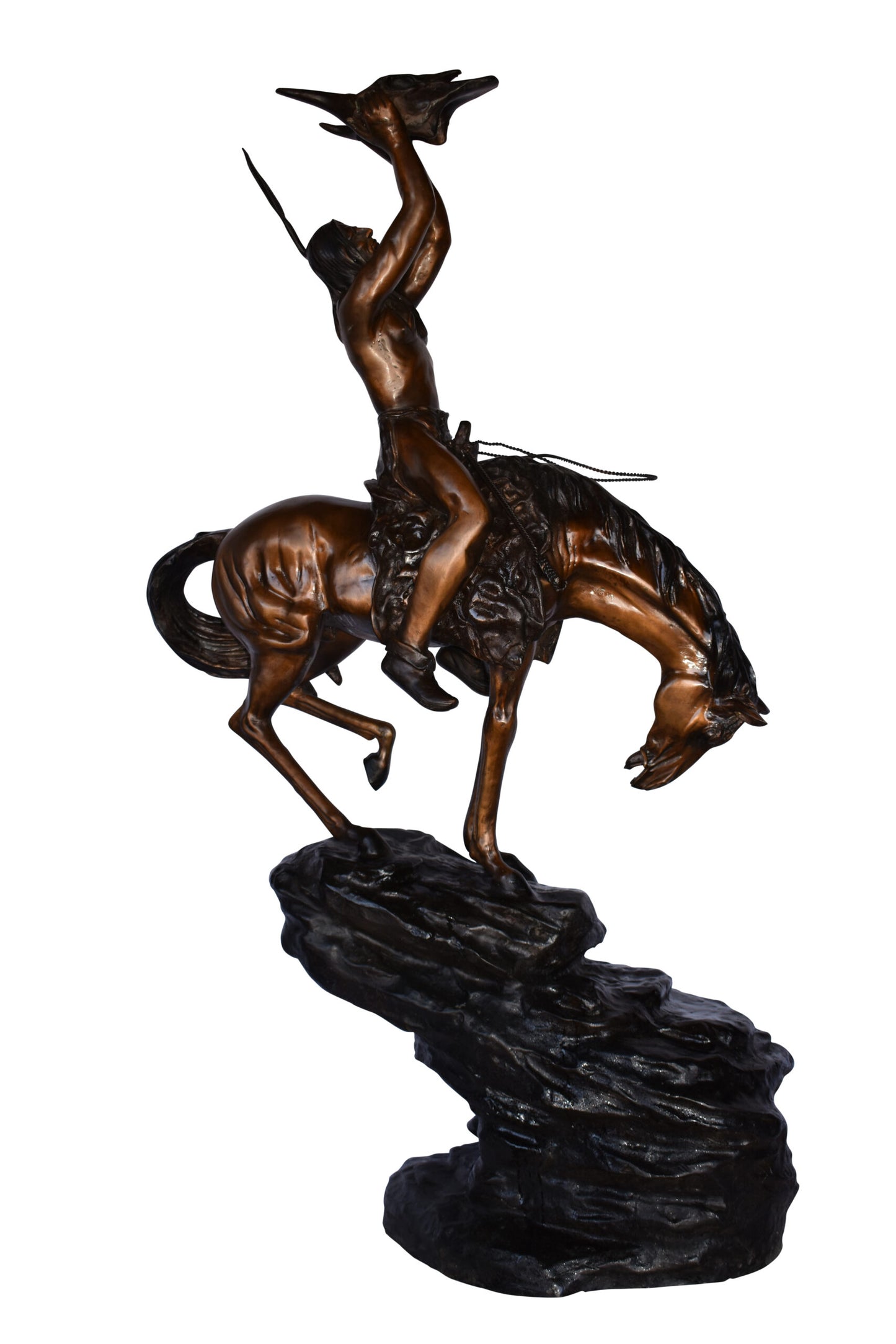 Medicine Man on His Horse Bronze Statue 33"x 15" x 59"H