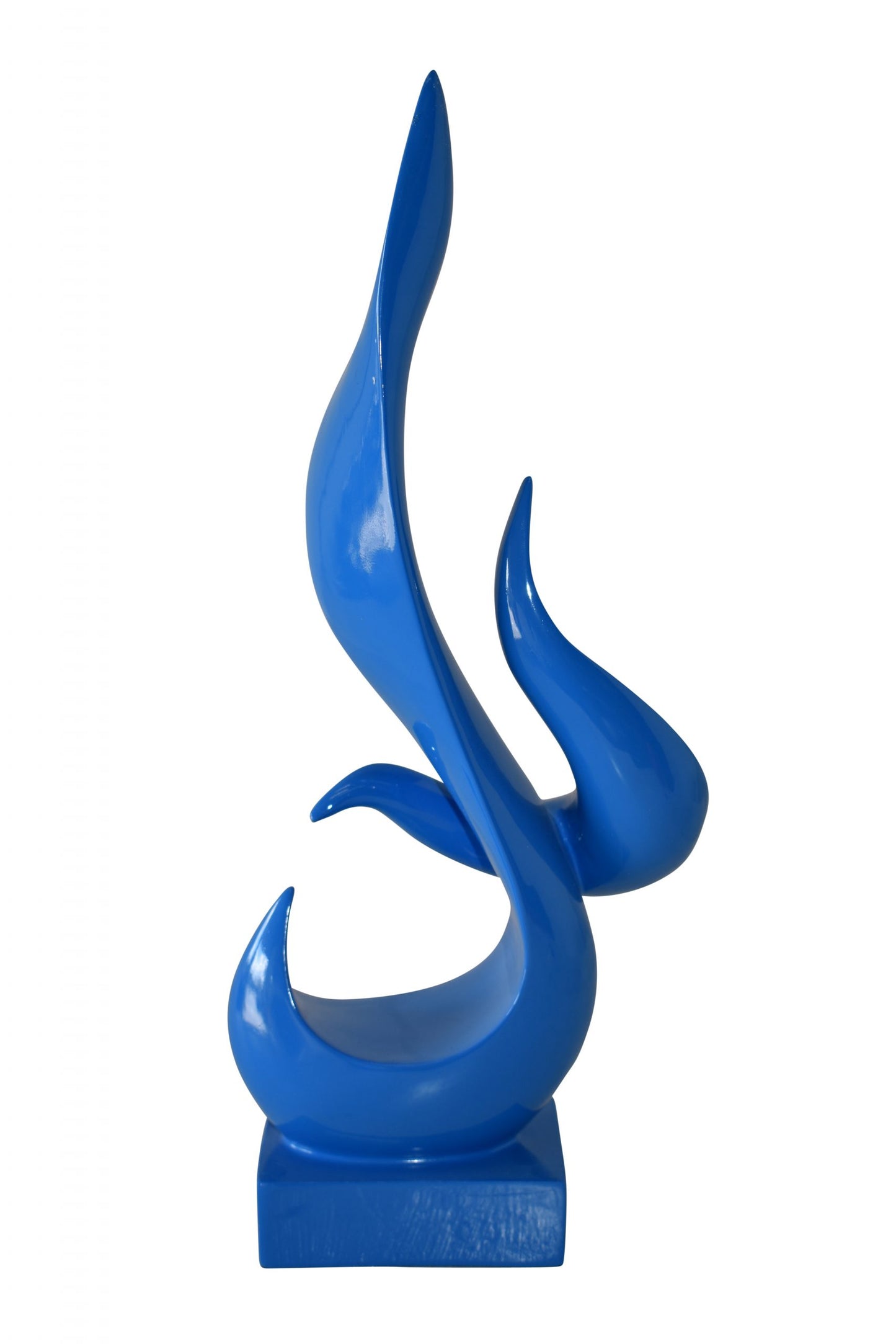 Modern Art Abstract of Fire Blue Resin Statue Size: 8" x 3" x 16"H