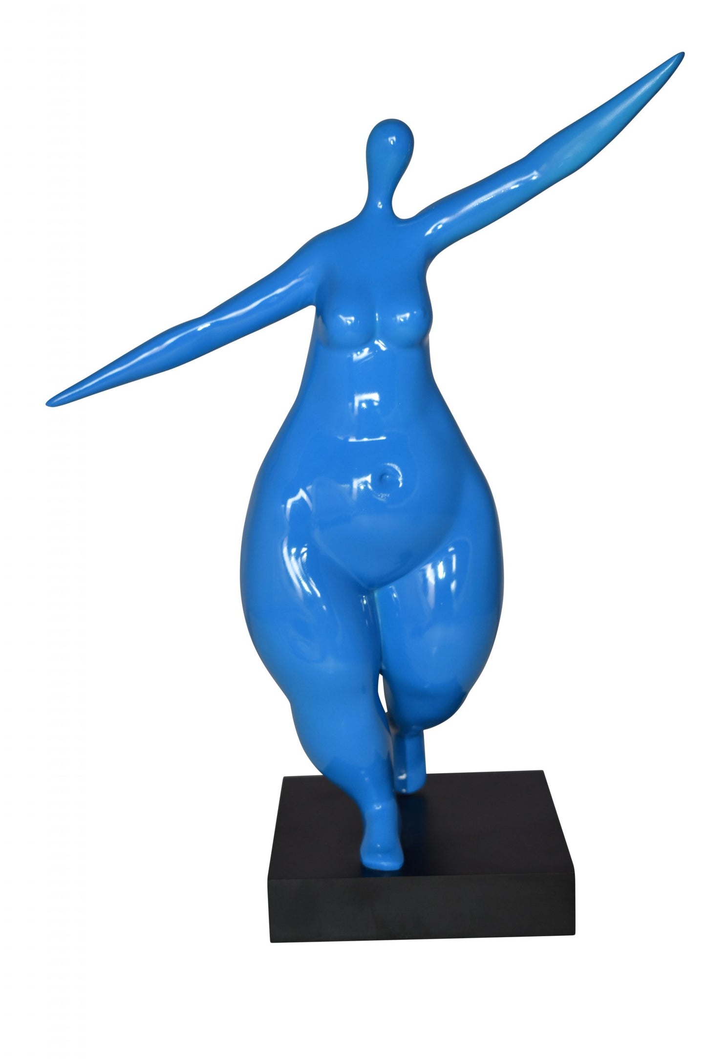Modern Art Voluptuous Blue Lady Hand Up Resin Statue Size: 14" x 5" x 16"H