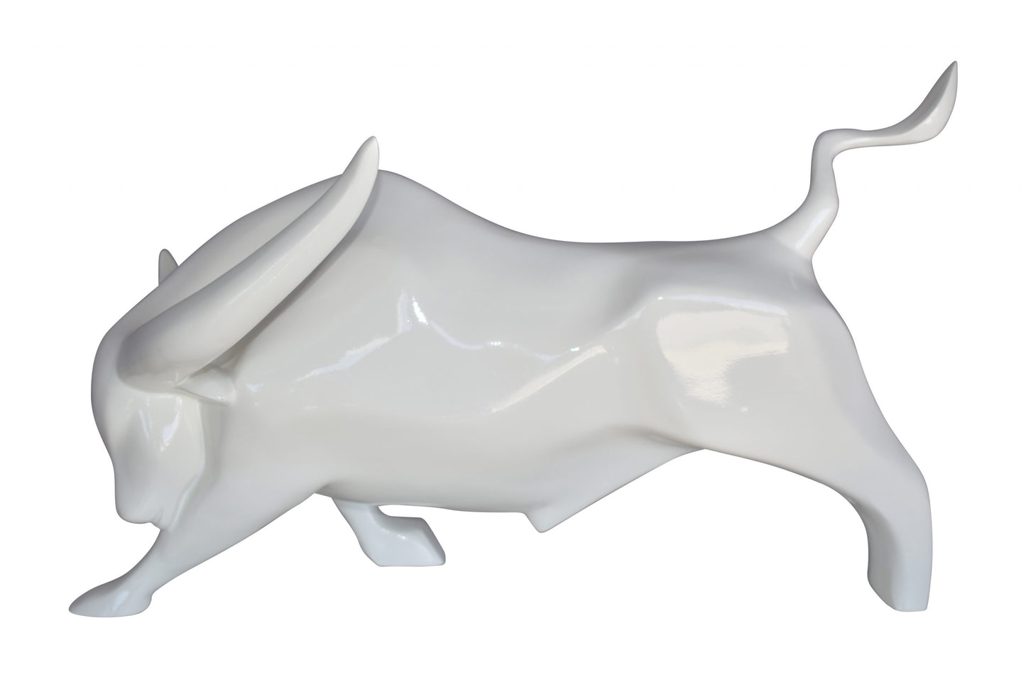 Modern Art of a White Bull Made of Resin Statue Size: 17" x 14" x 10"H