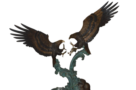 Opposing Eagles Bronze Statue - Size: 90"L x 69"W x 90"H.