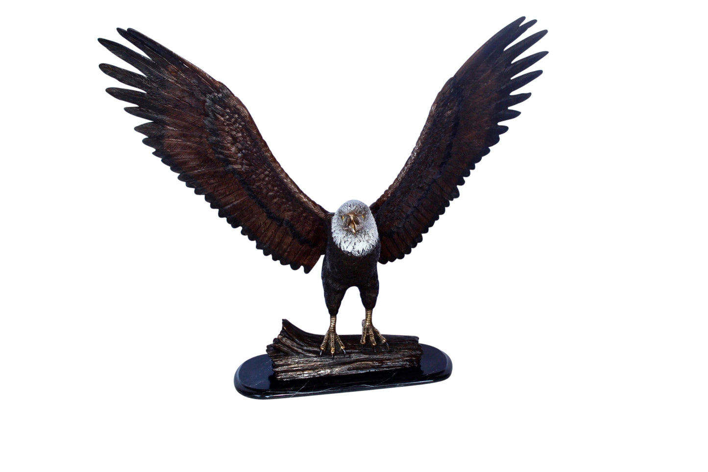 Perched eagle bronze statue - Size: 35"L x 21"W x 29"H.