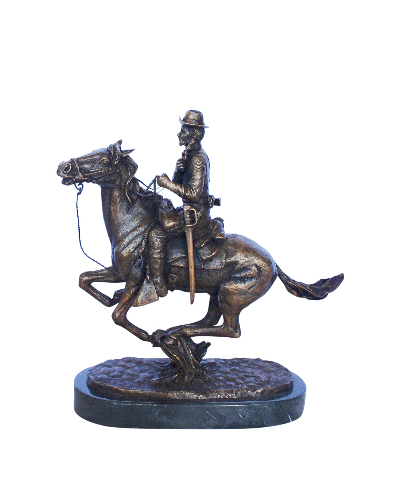 Remington replica Trooper of the plains bronze statue - Size: 12" x 5" x 13"H.