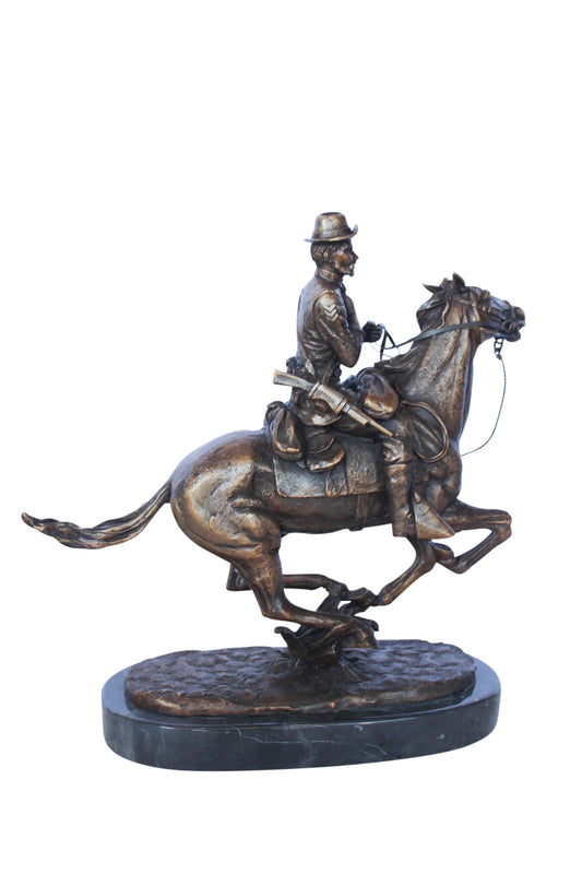 Remington replica Trooper of the plains bronze statue -  Size: 12" x 5" x 13"H.