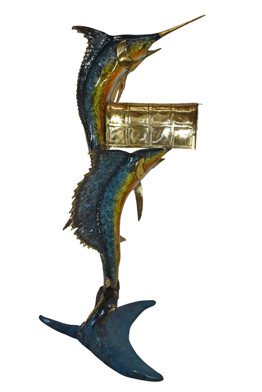 Sailfish and marlin fish Bronze Statue - mailbox Size: 29" x 35" x 77"H