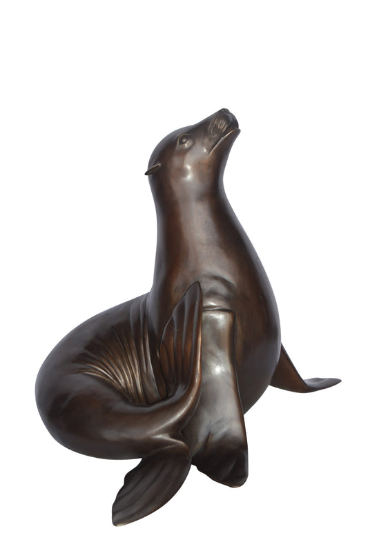Seal Fountain made of bronze statue - Size: 35"L x 24"W x 27"H.