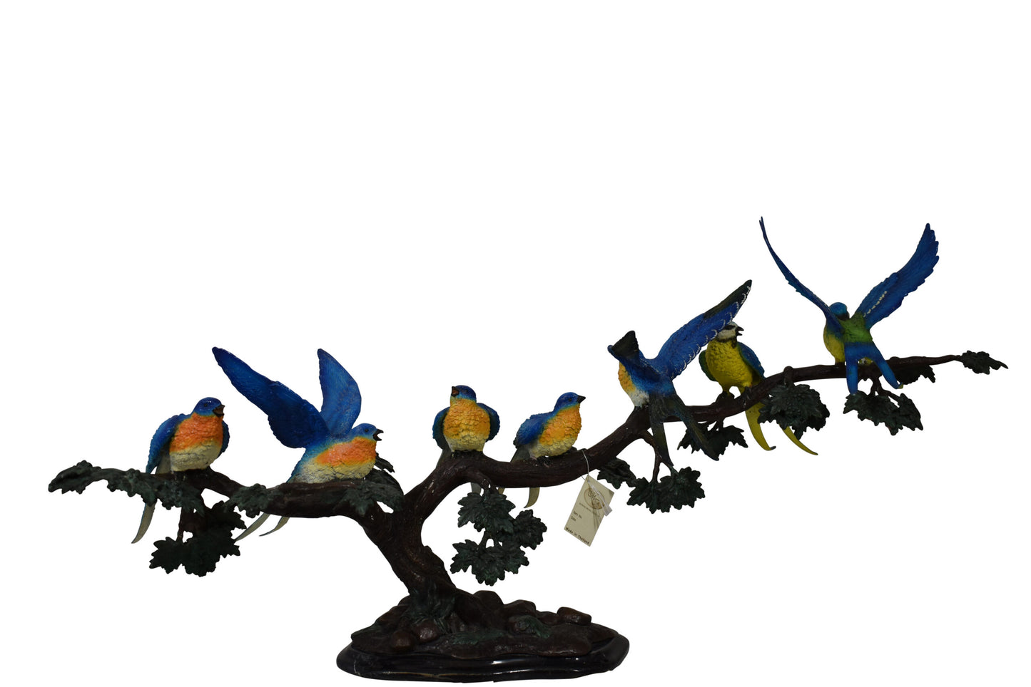 Seven Sparrows Perched on a Tree Branch Bronze Statue Size: 38" x 15" x 18"H