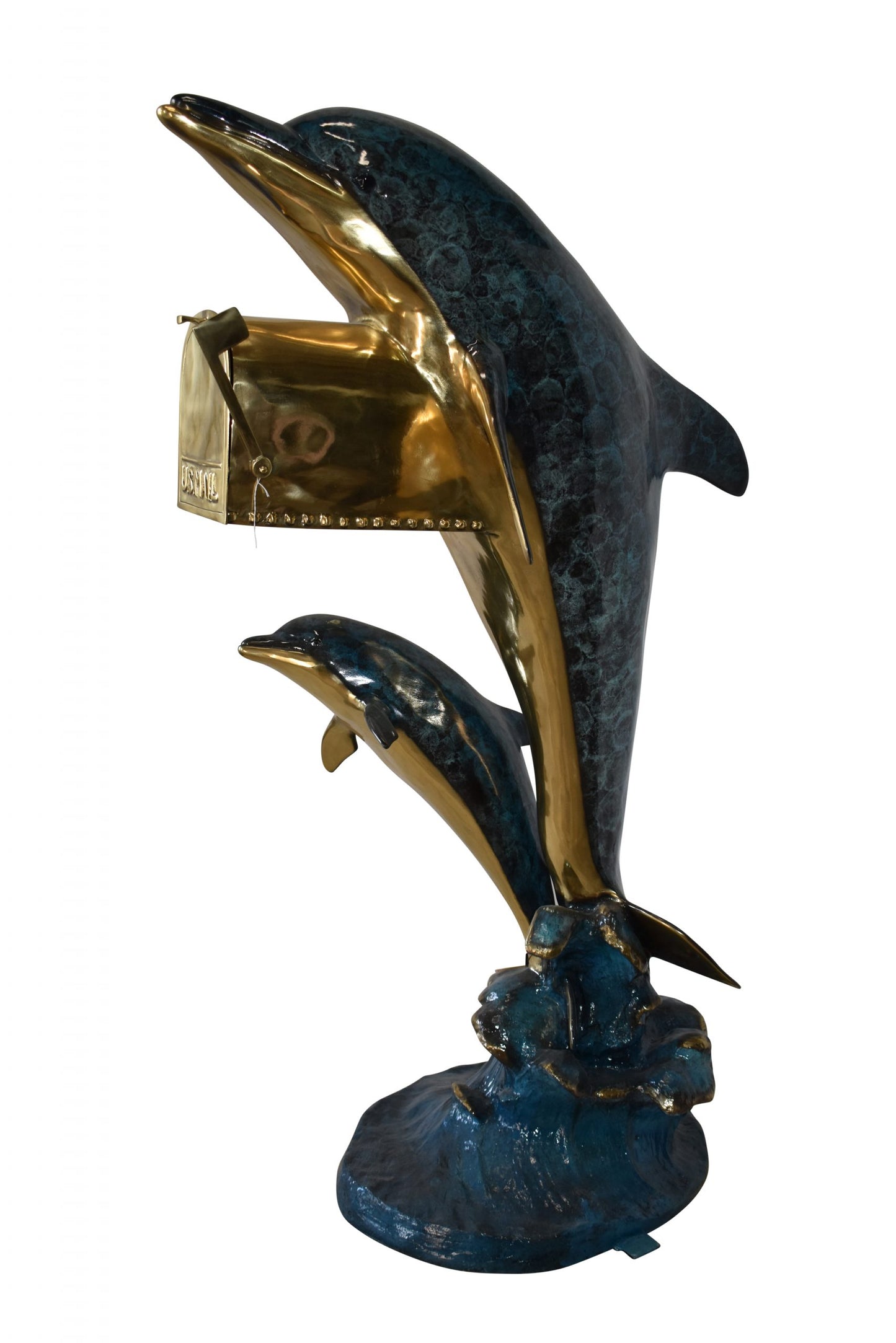 Two Dolphins Mailbox Made of Bronze Statue Size: 48" x 31" x 68"H
