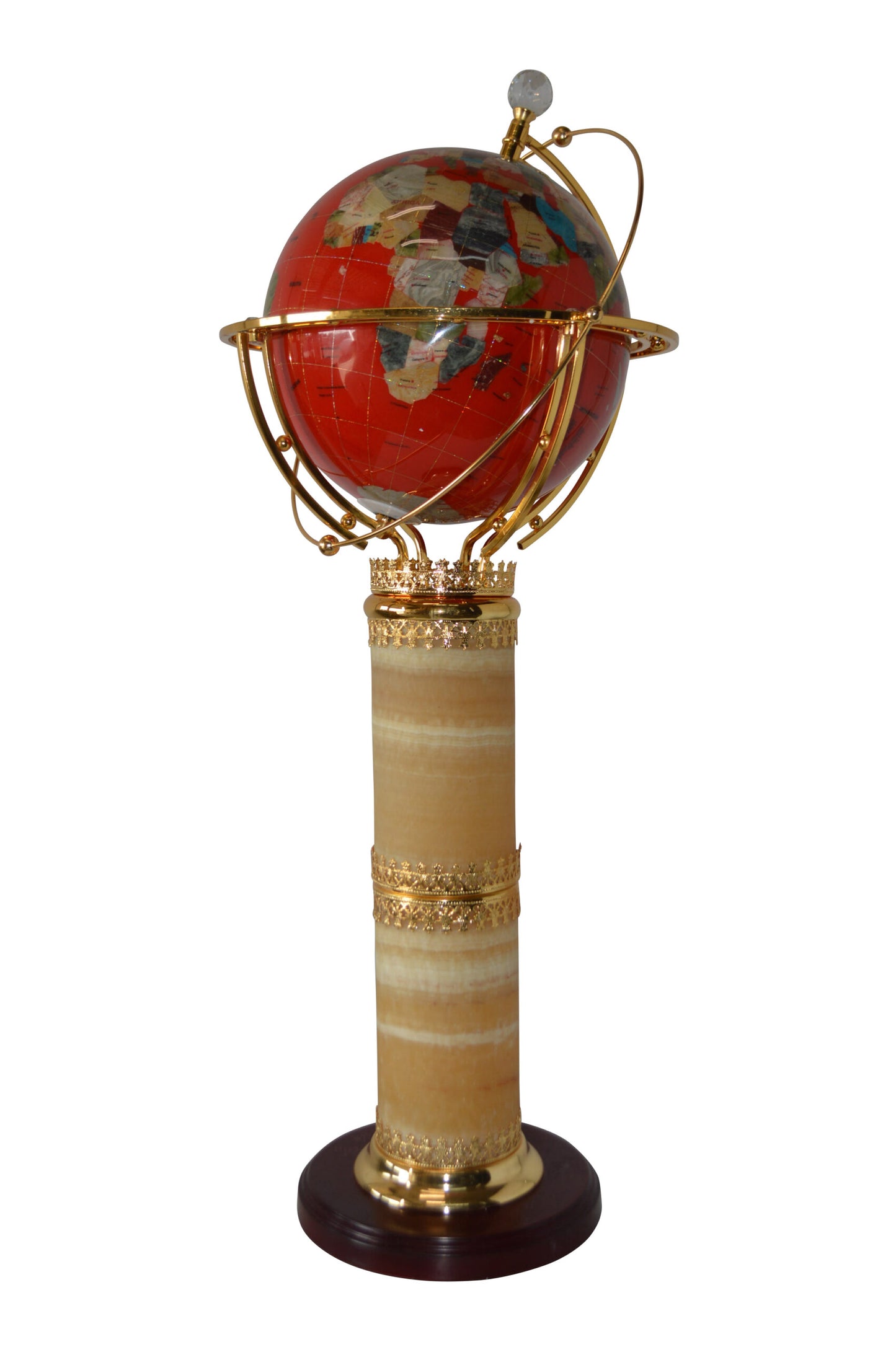 Illuminated Red - World Globe Rotated by a Motor - Size: 19"L x 19"W x 42"H.
