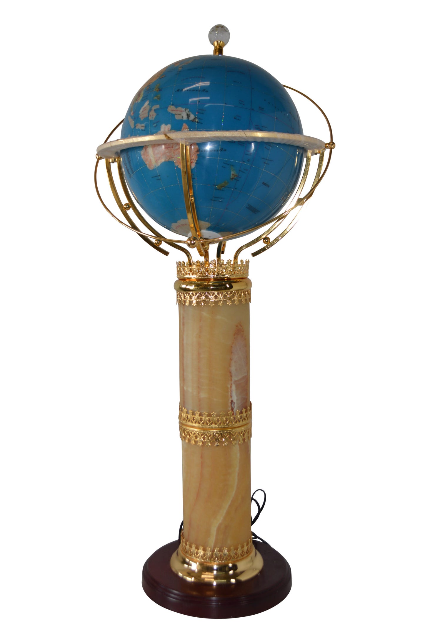 Illuminated Sky Blue - World Globe Rotated by a Motor - Size: 19"L x 19"W x 42"H
