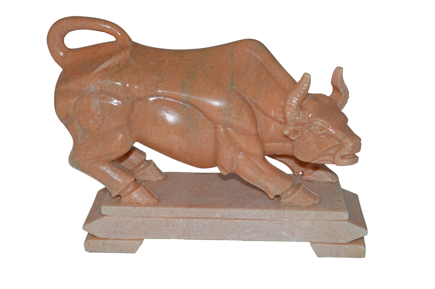Wall Street Bull Statue Made of Marble - Size: 9"L x 4"W x 8"H.